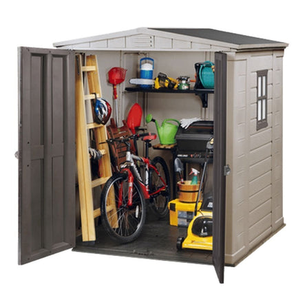 KETER Factor Αποθήκη Κήπου 6x6ft με Διπλές Πόρτες, Παράθυρο &amp; Δάπεδο 178 x 195,5 x 208 cm
