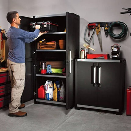 KETER Garage XL Υψίστης Αντοχής Πλαστική Ντουλάπα 188cm με 2 Πόρτες & 3 Ρυθμιζόμενα Ράφια έως 45kg Αντοχή