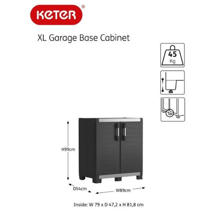 KETER XL Πλαστική Ντουλάπα Αποθήκευσης 99cm με 2 Πόρτες & 1 Ρυθμιζόμενο Ράφι εώς 45kg Αντοχή