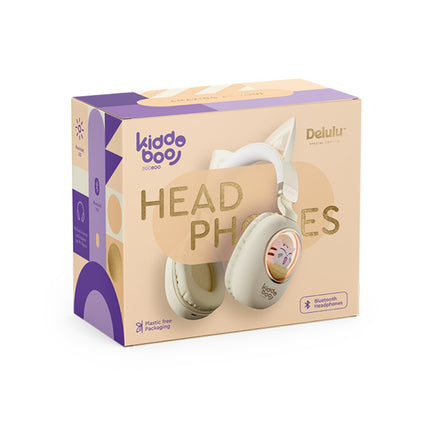 KIDDOBOO Delulu Ασύρματα Παιδικά Ακουστικά Bluetooth 5.0 με LED Φωτισμό & Όριο Έντασης 86dB KBKID5GLD Χρυσό, 9+ Ετών