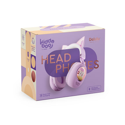 KIDDOBOO Delulu Ασύρματα Παιδικά Ακουστικά Bluetooth 5.0 με LED Φωτισμό & Όριο Έντασης 86dB KBKID5LVD Λεβάντα, 9+ Ετών