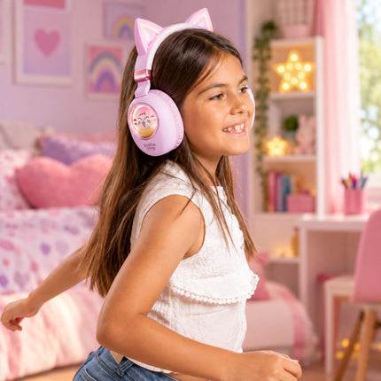 KIDDOBOO Delulu Ασύρματα Παιδικά Ακουστικά Bluetooth 5.0 με LED Φωτισμό & Όριο Έντασης 86dB KBKID5LVD Λεβάντα, 9+ Ετών