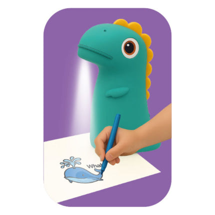 KIDDOBOO Dino’s Art Παιδικός Προτζέκτορας Ζωγραφικής με 32 Σχέδια & Φωτάκι Νυκτός KBTY02GRN Πράσινο, 4+ Ετών