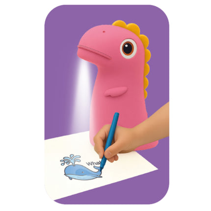 KIDDOBOO Dino’s Art Παιδικός Προτζέκτορας Ζωγραφικής με 32 Σχέδια & Φωτάκι Νυκτός KBTY02PNK Ροζ, 4+ Ετών