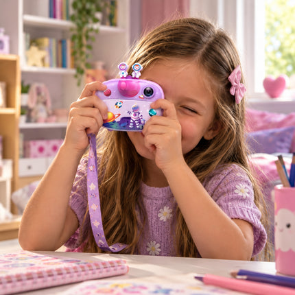 KIDDOBOO FotoFun 2 Space Παιδική Φωτογραφική Μηχανή Άμεσης Εκτύπωσης 8MP, Θερμικός Εκτυπωτής, microSD 32GB με 3 Ρολά Χαρτιού KBP83LIL, Λιλά