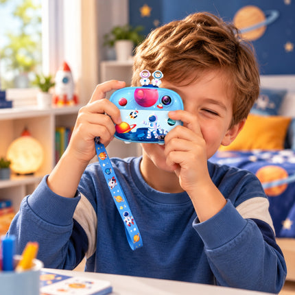 KIDDOBOO FotoFun 2 Space Παιδική Φωτογραφική Μηχανή Άμεσης Εκτύπωσης 8MP, Θερμικός Εκτυπωτής, microSD 32GB με 3 Ρολά Χαρτιού KBP83BLU, Μπλε