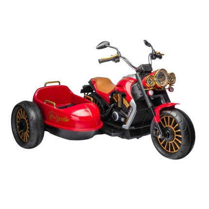 Ηλεκτροκίνητη Μηχανή Duo Tron Chopper 12V 7Ah με Sidecar, Bluetooth & Μουσική, Κόκκινο/ Μαύρο, 3+ Ετών