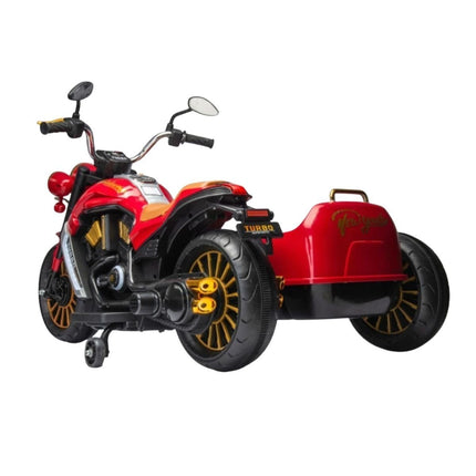Ηλεκτροκίνητη Μηχανή Duo Tron Chopper 12V 7Ah με Sidecar, Bluetooth & Μουσική, Κόκκινο/ Μαύρο, 3+ Ετών