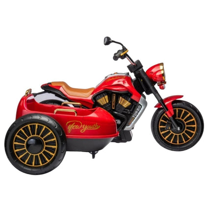 Ηλεκτροκίνητη Μηχανή Duo Tron Chopper 12V 7Ah με Sidecar, Bluetooth & Μουσική, Κόκκινο/ Μαύρο, 3+ Ετών