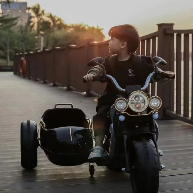 Ηλεκτροκίνητη Μηχανή Duo Tron Chopper 12V 7Ah με Sidecar, Bluetooth & Μουσική, Κόκκινο/ Μαύρο, 3+ Ετών