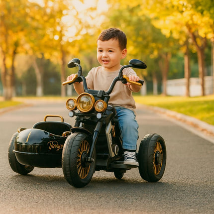 Ηλεκτροκίνητη Μηχανή Duo Tron Chopper 12V 7Ah με Sidecar, Bluetooth & Μουσική, Κόκκινο/ Μαύρο, 3+ Ετών