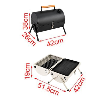 KMT Style Φορητή Ψησταριά BBQ 42x26x38 cm με Πόδια Στήριξης για Camping και Κήπο 2403917