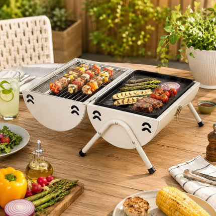 KMT Style Φορητή Ψησταριά BBQ 42x26x38 cm με Πόδια Στήριξης για Camping και Κήπο 2403917