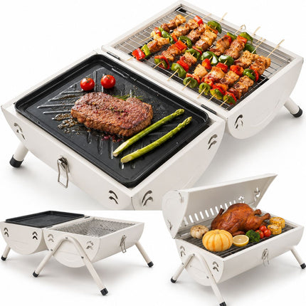 KMT Style Φορητή Ψησταριά BBQ 42x26x38 cm με Πόδια Στήριξης για Camping και Κήπο 2403917