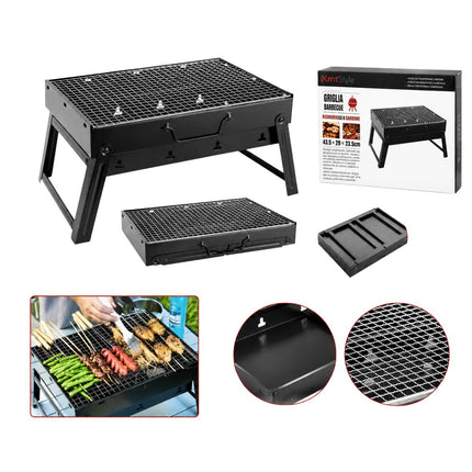 KMT Style Πτυσσόμενη Ψησταριά Κάρβουνου BBQ 43.5x29x23.5cm για Camping & Εκδρομές 2406702