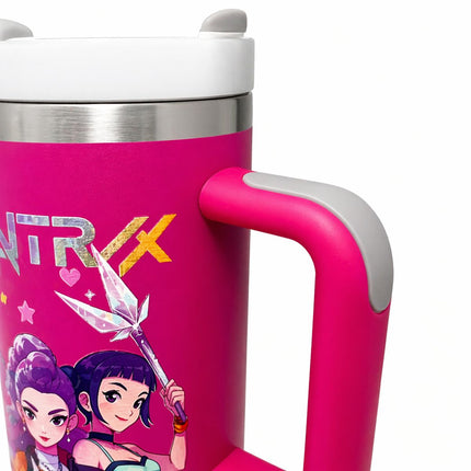K-Pop Demon Hunters Θερμός Ποτήρι Ταξιδιού 1200ml με Χερούλι & Καλαμάκι Ροζ