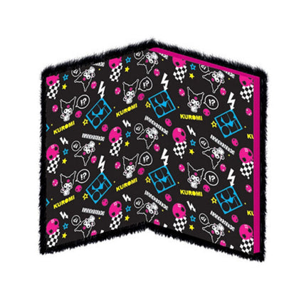 Kuromi Rock Out Plush Notebook A5 Σημειωματάριο με Απαλό Λούτρινο Εξώφυλλο Ριγέ 3+ Ετών Μαύρο