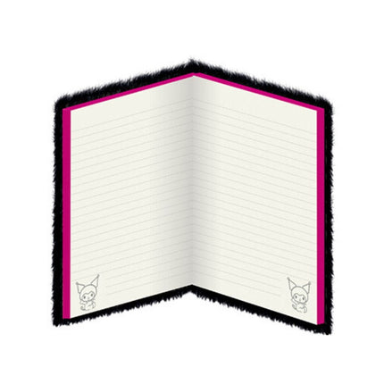 Kuromi Rock Out Plush Notebook A5 Σημειωματάριο με Απαλό Λούτρινο Εξώφυλλο Ριγέ 3+ Ετών Μαύρο