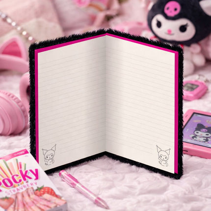 Kuromi Rock Out Plush Notebook A5 Σημειωματάριο με Απαλό Λούτρινο Εξώφυλλο Ριγέ 3+ Ετών Μαύρο