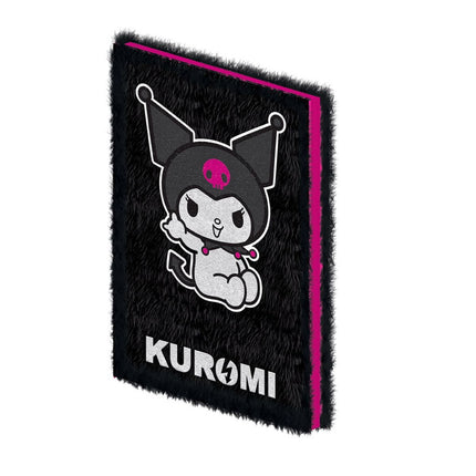Kuromi Rock Out Plush Notebook A5 Σημειωματάριο με Απαλό Λούτρινο Εξώφυλλο Ριγέ 3+ Ετών Μαύρο