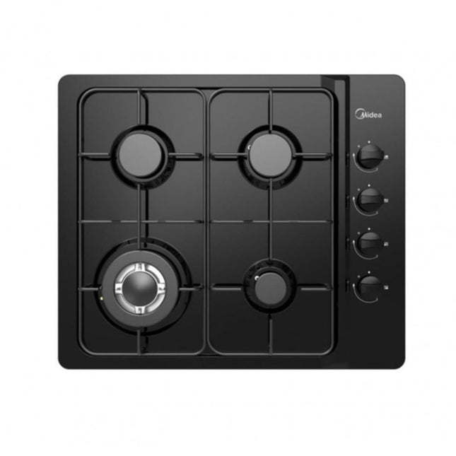 Midea Εστία Υγραερίου 60cm 4 Ζωνών με Wok Καυστήρα & Συνολική Ισχύς 8 kW, MG60EL403MT2B-CY Μαύρο