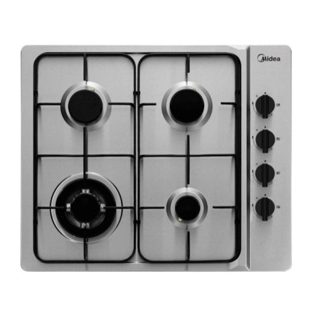 Midea Εστία Υγραερίου 60cm 4 Ζωνών με Wok Καυστήρα & Συνολική Ισχύς 8 kW, MG60403TX-CYP Άσπρο/Inox