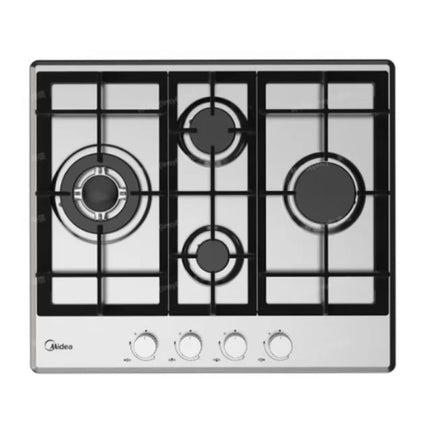 Midea Εστία Υγραερίου 4 Ζωνών με Wok Καυστήρα, Μαντεμένιες Σχάρες & Συνολική Ισχύς10 kW, MG60SM097-MTD91 Inox
