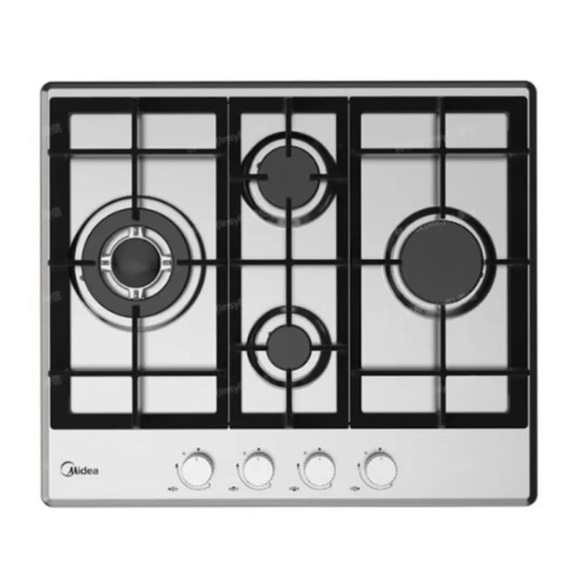 Midea Εστία Υγραερίου 4 Ζωνών με Wok Καυστήρα, Μαντεμένιες Σχάρες & Συνολική Ισχύς10 kW, MG60SM097-MTD91 Inox