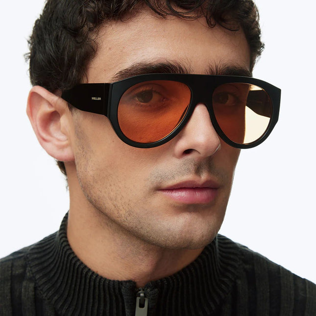 MELLER LIRA Unisex Γυαλιά Ηλίου Τύπου Αεροπόρου με Μαύρο Σκελετό και Πορτοκαλί Φακούς UV400 LIR-TUTORANGE Black Orange