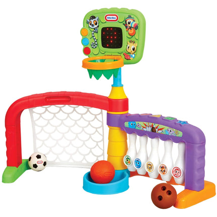 LITTLE TIKES 3-σε-1 Αθλητικό Γυμναστήριο με Μπάσκετ, Ποδόσφαιρο & Μπόουλινγκ, 12+ Μηνών