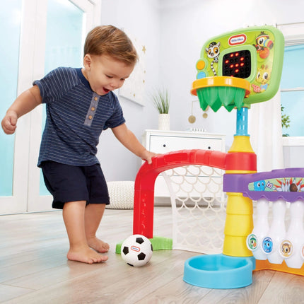 LITTLE TIKES 3-σε-1 Αθλητικό Γυμναστήριο με Μπάσκετ, Ποδόσφαιρο & Μπόουλινγκ, 12+ Μηνών