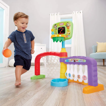 LITTLE TIKES 3-σε-1 Αθλητικό Γυμναστήριο με Μπάσκετ, Ποδόσφαιρο & Μπόουλινγκ, 12+ Μηνών