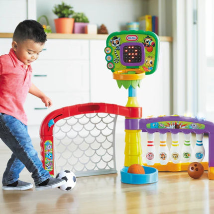 LITTLE TIKES 3-σε-1 Αθλητικό Γυμναστήριο με Μπάσκετ, Ποδόσφαιρο & Μπόουλινγκ, 12+ Μηνών