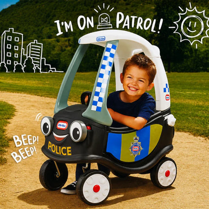 LITTLE TIKES COZY COUPE® Patrol™ Παιδικό Αυτοκινητάκι Ride-On με Οροφή & Λαβή Γονέα 18+Μηνών, Μαύρο