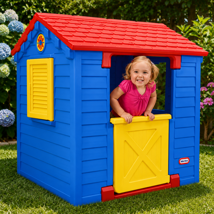 Little Tikes Το Πρώτο μου Σπιτάκι Κόκκινη Σκέπη με Ολλανδική Πόρτα, Πτυσσόμενο Τραπεζάκι, Παντζούρια και Τηλέφωνο Παιχνιδιού 18+ Μηνών