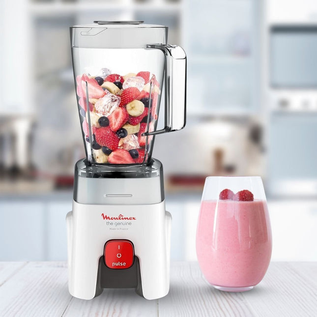 MOULINEX Genuine Μπλέντερ 500W με Χωρητικότητα Κανάτας 1.5L, 1 Ταχύτητα + Pulse & 4 Λεπίδες με Τεχνολογία Zelkrom LM241B27