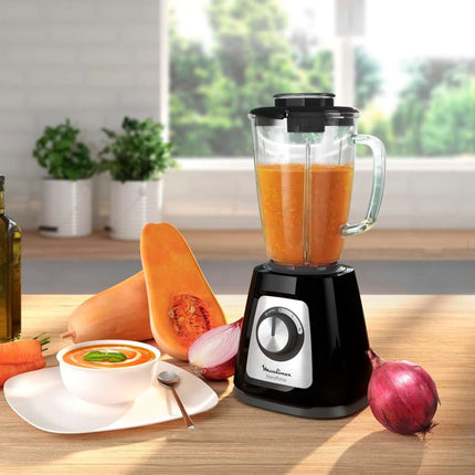 MOULINEX Blendforce Μπλέντερ 800W για Smoothies με Γυάλινη Κανάτα 1.75L, 6 Λεπίδες, 2 Ταχύτητες + Λειτουργία Pulse, Τεχνολογία Powelix & Smart Lock LM435810