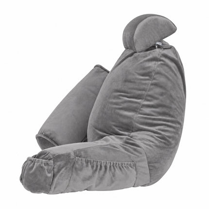 Lumivida Reading Pillow Μαξιλάρι Ανάγνωσης με Στήριξη Πλάτης, Μπράτσα, Θήκες για Ποτήρι & Tablet Γκρι