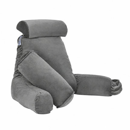 Lumivida Reading Pillow Μαξιλάρι Ανάγνωσης με Στήριξη Πλάτης, Μπράτσα, Θήκες για Ποτήρι & Tablet Γκρι