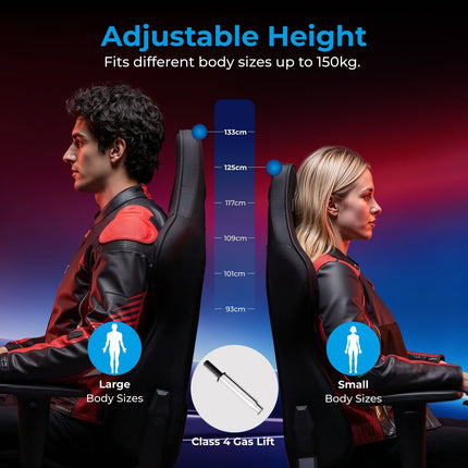 Lumivida Καρέκλα Γραφείου Gaming Chair με RGB Logo, Ρυθμιζόμενα Μπράτσα & Πλάτη 155° GCH01-1-01 Μαύρη