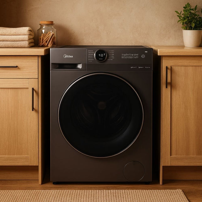 Midea Πλυντήριο Ρούχων 8Kg Lunar Series με Steam Care, Turbo Wash, 1400 Στροφές & Wi-Fi, MF200W80WB/T-CY Σκούρος Γραφίτης