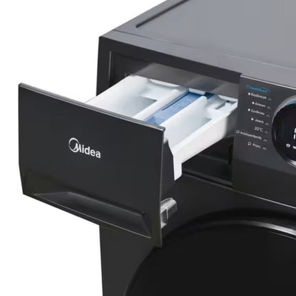 Midea Πλυντήριο Ρούχων 8Kg Lunar Series με Steam Care, Turbo Wash, 1400 Στροφές & Wi-Fi, MF200W80WB/T-CY Σκούρος Γραφίτης