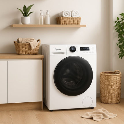 Midea Πλυντήριο Ρούχων 8Kg Lunar Series με Steam Care, Turbo Wash, Wi-Fi & 1400 Στροφές, MF200W80WB/W-CY Λευκό