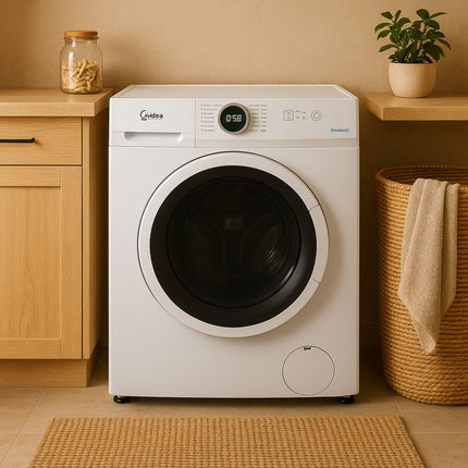 Midea Πλυντήριο Ρούχων 8Kg Lunar Dial Series με Steam Care, HealthGuard, BLDC Inverter Motor & 1400 Στροφές, MF100W80B/W-CY Λευκό