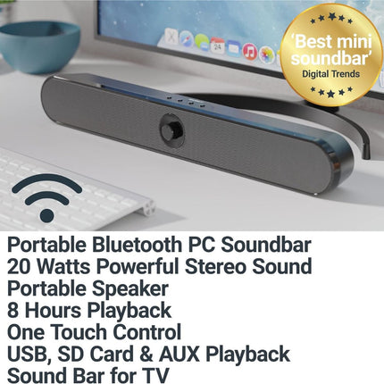 Majority Atlas Φορητή PC Soundbar 20W με Bluetooth, USB & SD Card