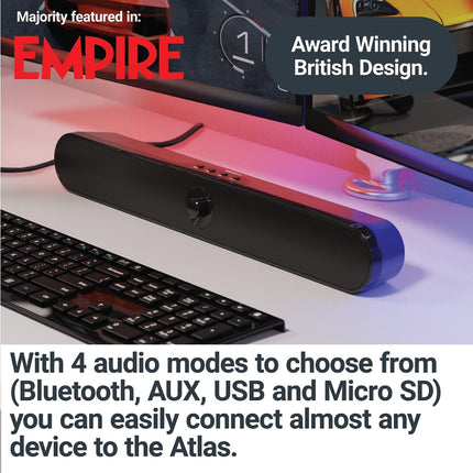 Majority Atlas Φορητή PC Soundbar 20W με Bluetooth, USB & SD Card