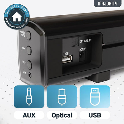 Majority Bowfell Soundbar 2.1 με Ενσωματωμένο Subwoofer, Bluetooth & Οπτική Είσοδο