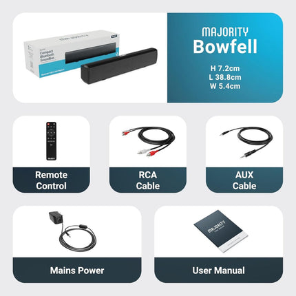 Majority Bowfell Soundbar 2.1 με Ενσωματωμένο Subwoofer, Bluetooth & Οπτική Είσοδο