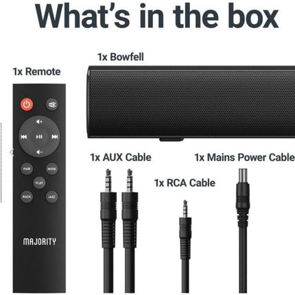 Majority Bowfell Soundbar 2.1 με Ενσωματωμένο Subwoofer, Bluetooth & Οπτική Είσοδο