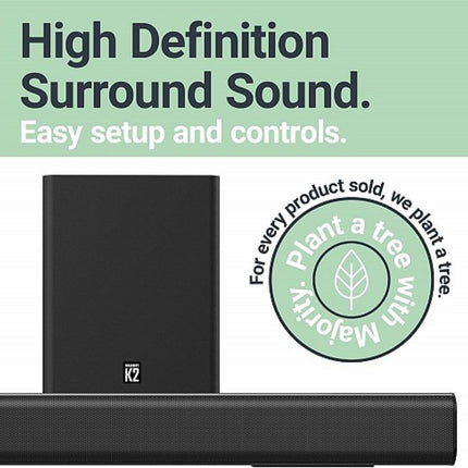 Majority K2 Soundbar 2.1 150W με Ασύρματο Subwoofer, Bluetooth & HDMI ARC